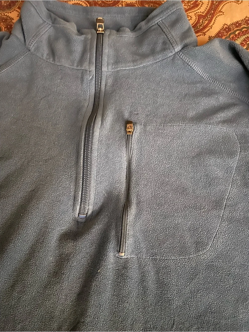 vintage L.L. Bean Men's Slate Blue Quarter-Zip Fleece Pullover